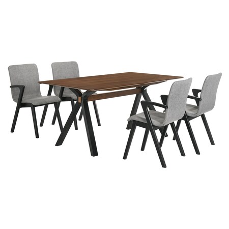Armen Living Laredo and Varde 5 Piece Black Rectangular Dining Set SETLRDIBLK5A